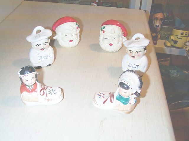 3 Older Sets Of Porcelain Salt And Pepper